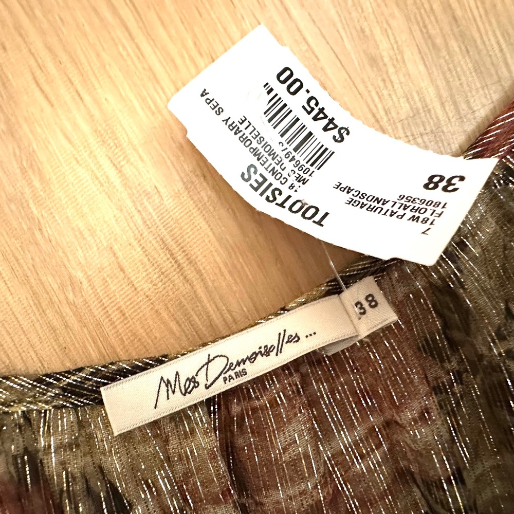 Mes Demoiselles Paris Silk Floral Metallic 'Paturage' Maxi Dress Size FR 38/US M - Picture 10 of 11